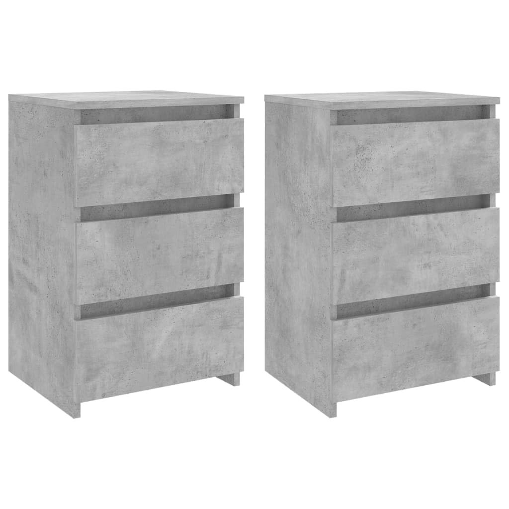 vidaXL 2X Mesitas de Noche Aparador Auxiliar Armario Cama Dormitorio Habitación Organizador Almacenamiento Contrachapada Gris Hormigón 40x35x62,5 cm