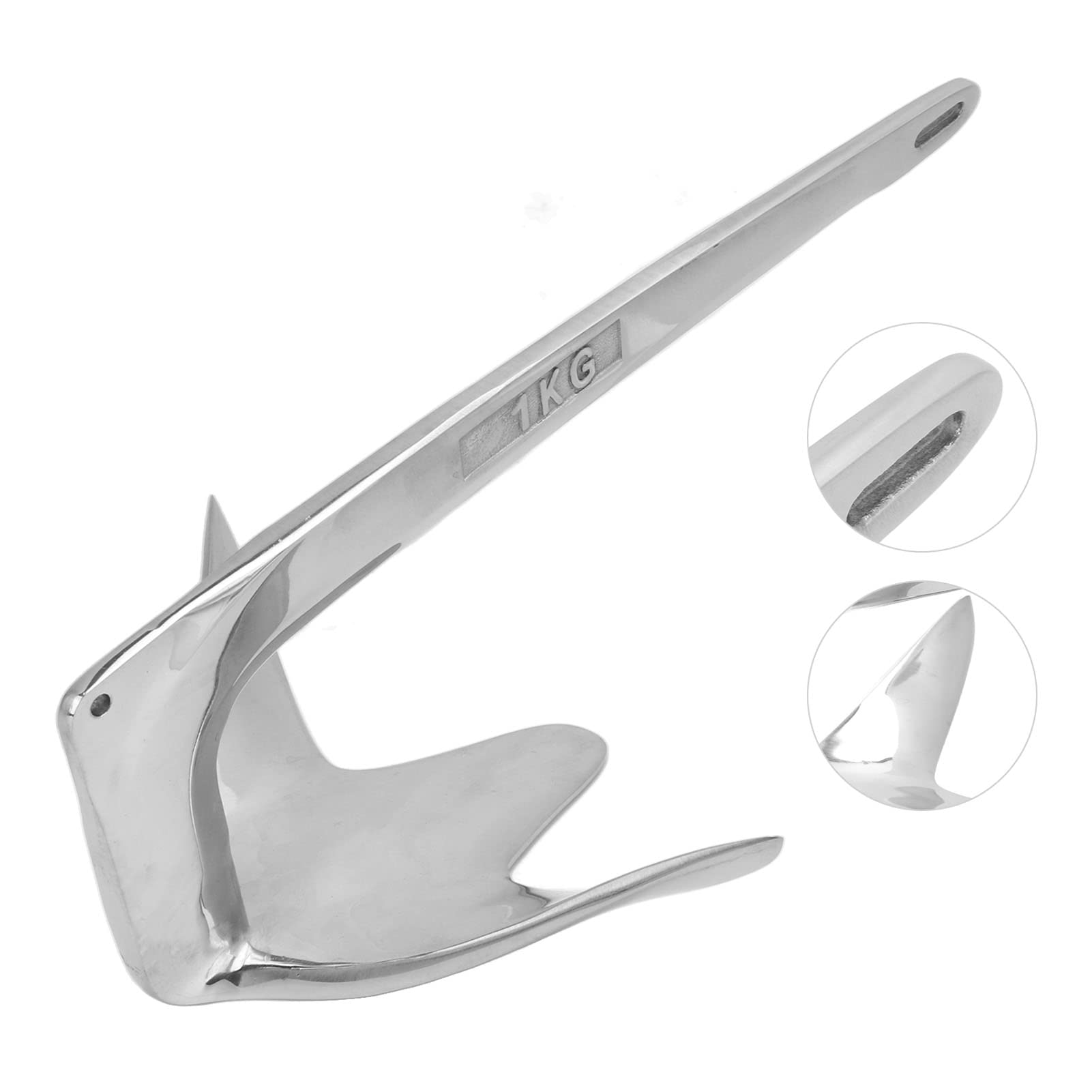 Qqmora Ancres de Bateau, Robuste en Acier Inoxydable 316 1kg/2,2 LB, Ancre à Griffes Polie Miroir, Robuste et Résistante aux Intempéries pour la Marine,Pièces de Rechange pour Bateaux,Yachts