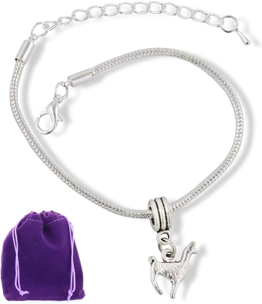 Dave The Bunny Llama Bracelet | Stainless Steel Snake Chain Charm Bracelet Great Llama Charms for Bracelets and Alpaca Jewelry Gift for Women Perfect Llama Jewelry Gifts for Llama Lovers