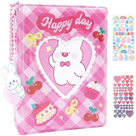 SZHTSWU 3 Inch Mini Photo Album 40 Pockets,Kpop Photocard Holder Book Small Photocard Binder Love Heart Hollow Picture Album with Pendant and Stickers for Collecting Photos Pictures (Red) Cover