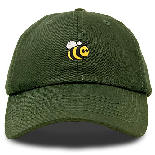 DALIX Bumble Bee Baseball Cap Dad Hat Embroidered Womens Girls in Olive