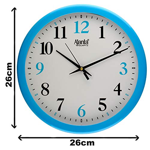 Image of Ajanta Plastic Round Wall Clock (26 cm, Blue)