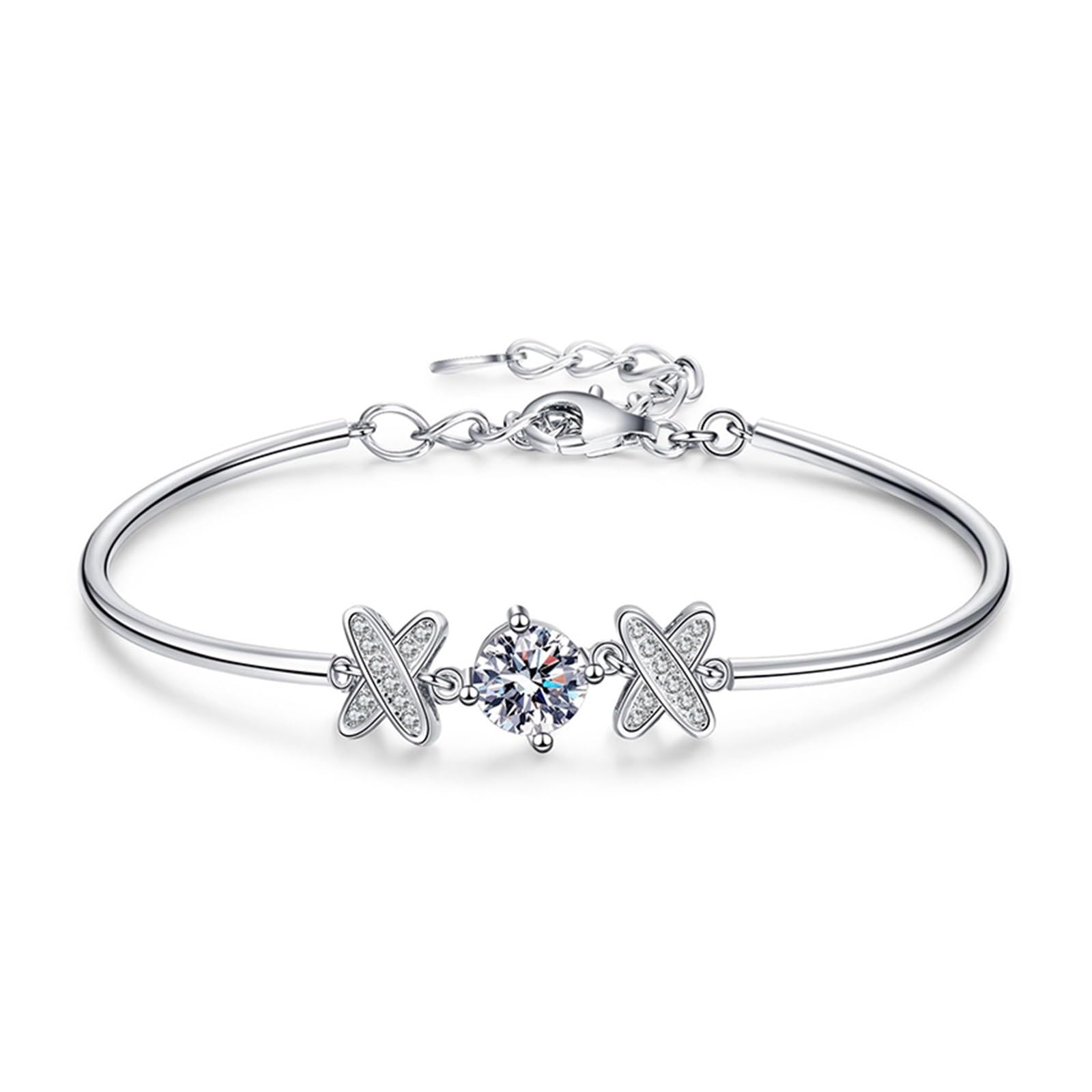 Bracelet Argent Anti-Ternissement 1 Carat D - Ajustable 16-19 cm