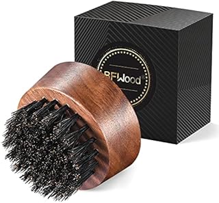BFWood Beard Brush for Men - Boar Bristles Small and Round - Black Walnut Wood