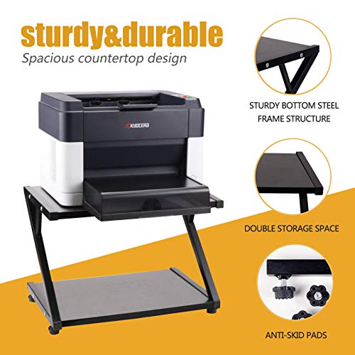 image for HUAWIND Printer Stand Wood with Metal Frame 2 Tiers with Storage Desk 