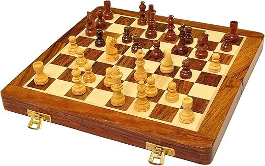 KAN Natural Wooden Handmade Foldable Chess Board Set, 12x12 cm, Brown | 32 Wooden Pieces, Compact & Portable Chess Set with Storage, Ideal Gift (B0DDVJQ9Q7) Amazon Price History, Amazon Price Tracker