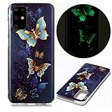 Nadoli Hülle Leuchtend für Samsung Galaxy S20 Plus,Doppelter Schmetterling Muster Fluoreszierend Licht im Dunkeln Weich Dünn Gummi Handytasche Stoßfest Flexibel Schutzhülle Etui