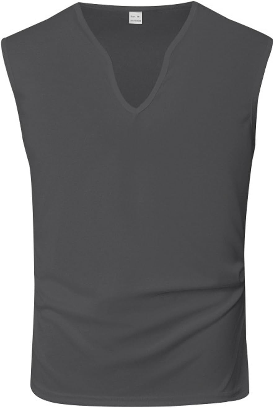 Tank Top Men's Sleeveless Tank Top Sports Fitness Muscle Shirt Cotton Tank Top V Neck Undershirt Basic Stretch Training Shirt Lightweight and Airy Tank Tops Summer Sportswear