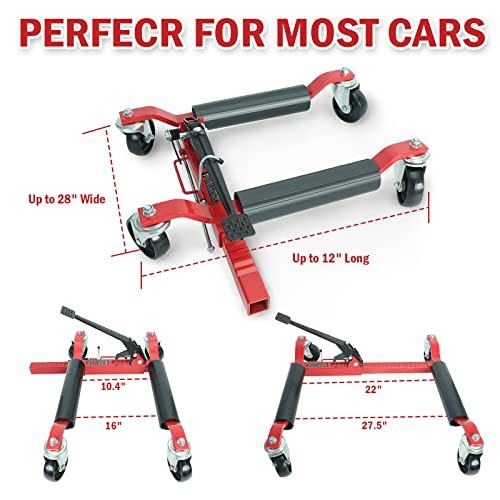 Kaflla Car Wheel Dolly Set Of 2,Heavy Duty Vehicle Positioning Hydraulic Tire Jack With Ratcheting Foot Pedal For Car,Truck,Rv,Trailer,1250Lbs #TOP5
