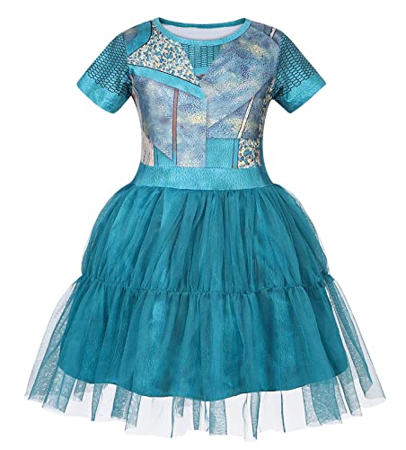 Eledobby Uma Descendientes de Disfraces para Niñas de Manga Corta Plisada Vestidos de Tul Niños...