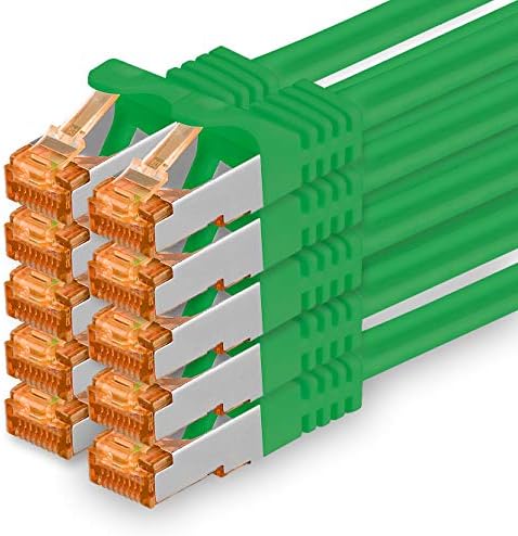 1aTTack.de Cat.7 ethernet cable 0,5m - 5 Colors Set 02-5 pieces - Cat7 lan network 10GBASE-T - 10000 Mbps (Sftp Pimf) double shielded patchcable RJ45 plug Cat.6a