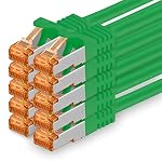 1aTTack.de – 1aTTack.de 5m - Cat.7 Netzwerkkabel Grün - 10 Stück Gigabit 