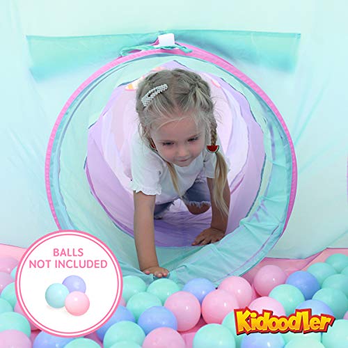 Kidoodler 5pc Ball Pit Tent with Tunnel, Play Tent with Crawl Tunnel, Gift for Girls Boys Babies Toddlers, Indoor & Outdoor Playhouse