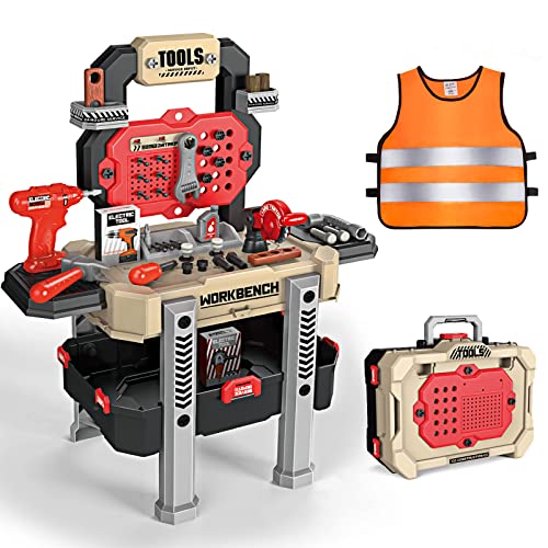 Deejoy Kids Tool Bench With Realistic Tools And Electric Drill, 79 Pcs Transformable Kids Tool Set With Clothes, Toddler Tool Bench Pretend Play Learning Gift For Boys & Girls Age 3-5 (Yellow) #TOP7