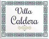 numero casa azulejo 20 X 25 CM número de casa - número de casa personalizado - azulejos de cerámica Placa de calle de cerámica 20 x 25 cm con apellido, nombre de villa z1