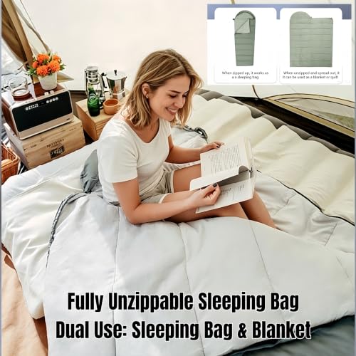 Bolsa de dormir tipo sobre conectable y lavable para 3 estaciones, ideal para camping y descanso en oficina miniatura 3