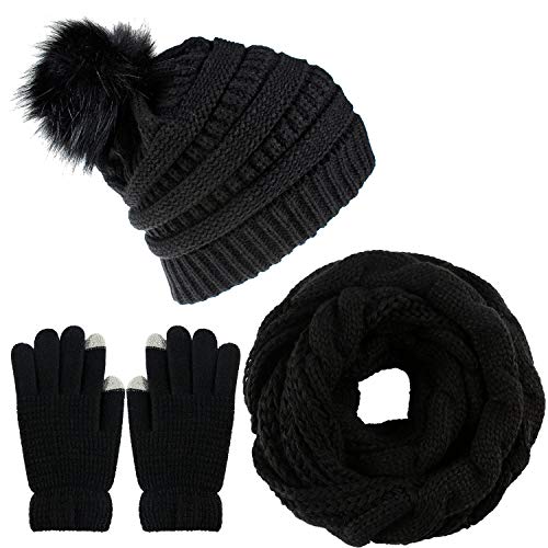 Gorras bufanda de punto y guantes para el ski y actividades de invierno