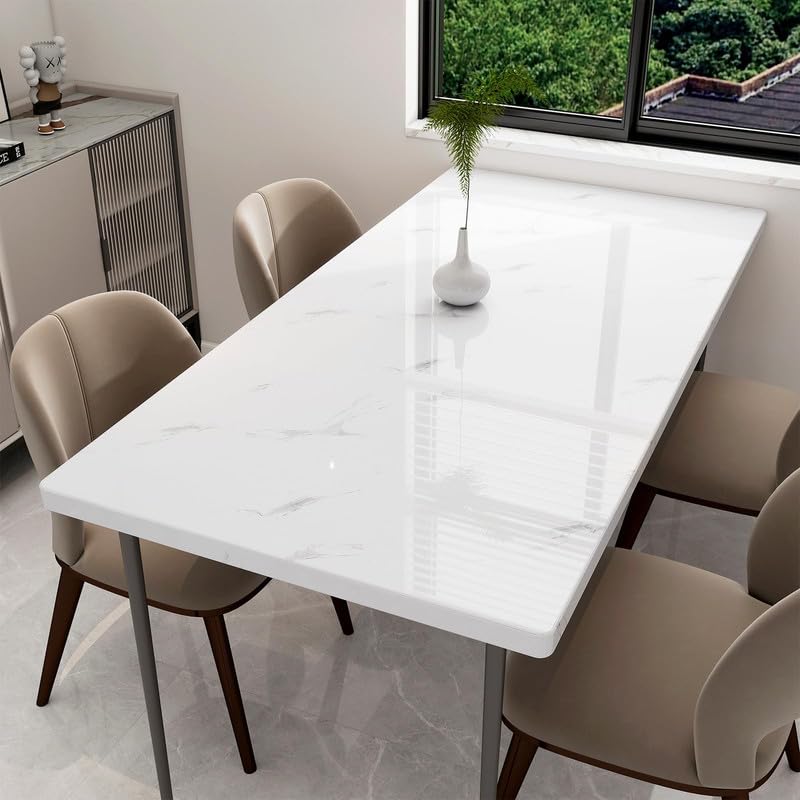 Image of White Marble Wallpaper Peel and Stick Wallpaper Self Adhesive Wallpaper Furniture Kitchen Vinyl Film | 2 Feet X 5 Feet- Marble Self Adhesive wall Paper