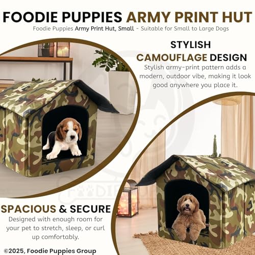 Image of Foodie Puppies Soft & Light Weight Designer Luxurious Foldable Pet Tent /Kennel /House /Hut for Cats /Kitten /Puppies & Dogs (Hut, 44 x 43 x 45 cm) (Small)
