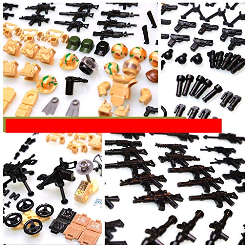 inFUNity Army Minifigures Armor and Weapons Guns Military Gear Accessories Pack (267 PCS) Fit 12 Soldiers Minifigures Distinct Outfits