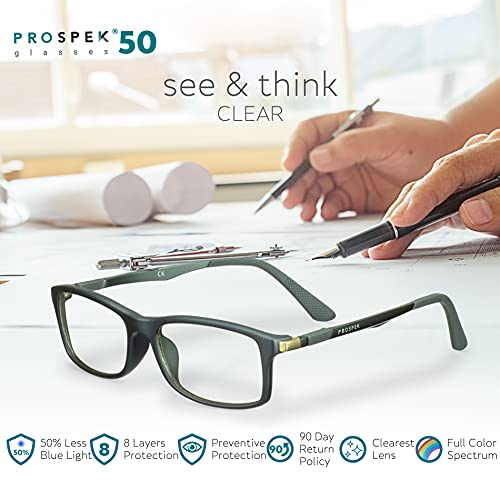 Prospek Dynamic Blue Light Blocking Glasses - Superior Eye Protection With Patented Lens Technology + 0.0 Magnification, Regular Size #TOP1