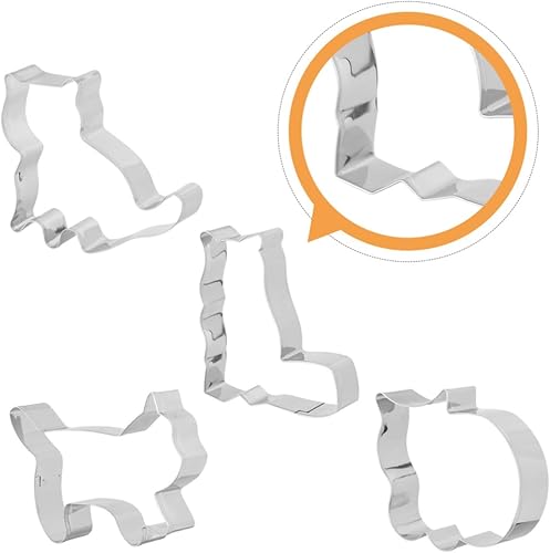 Miniatura 4 de FELTECHELECTR 4pcs Cat Shape Mold Dessert Molds Moustache Cookie Cutters Cookie Mould Shape Cutters Fondant Cutters Molde Para Pastel Non Stick