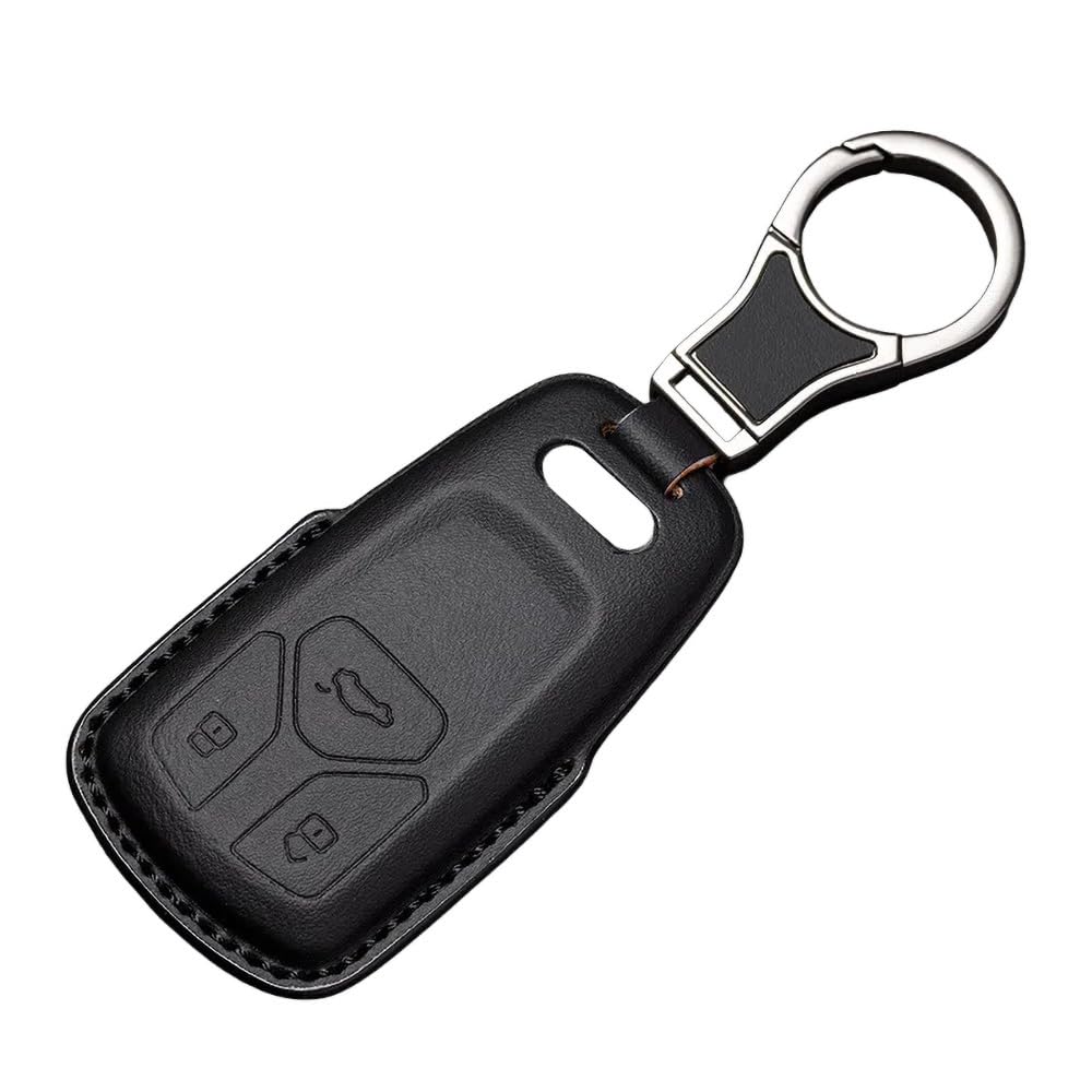 Kirain Unisex Black A Brown Car Key Case Protector Compatible With Audi A4 S4 Rs4 B9 A5 S5 Rs5 F5 A3 A6 A7 A8 A4l A6l Q2 Q3 Q5 Q7 Sq5 Sq7 S7 R8 4M D5 Tt Tts 3 Buttons Auto Key Shell Protective Sleeve (Black A)