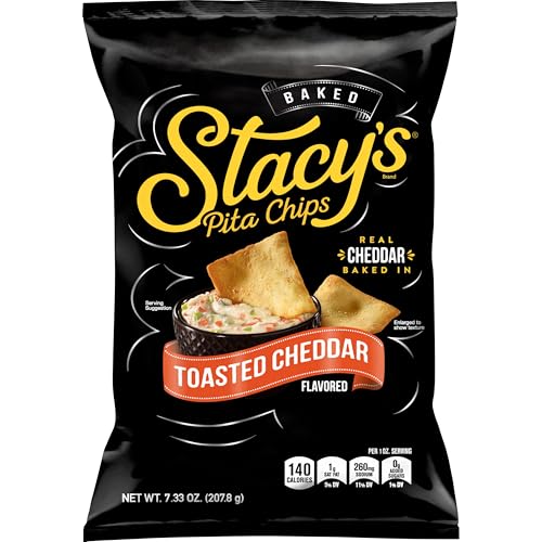 Stacy’s Pita Chips, Toasted Cheddar, No Artificial Colors or Flavors, 7 oz Bag