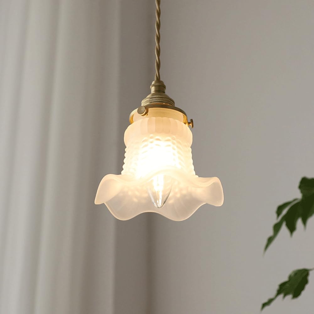 E14-Lichtquelle, Einzelkopf-Pendelleuchte, kreativer blütenblattförmiger Glas-Kronleuchter, Deckenbeleuchtung, Hängelampe für Wohnzimmer, Schlafzimmer, Bar-Dekoration