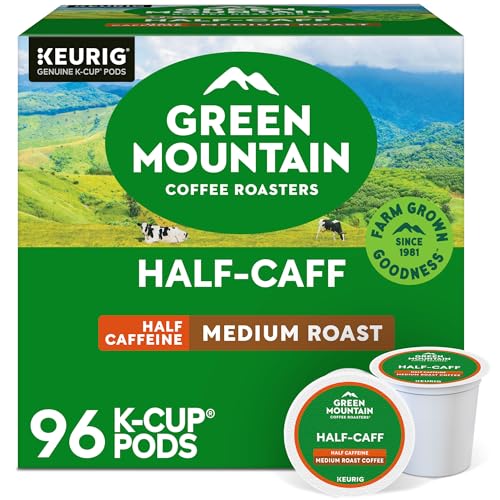 Image of Green Mountain Coffee Roasters Half Caff, Single-Serve Keurig K-Cup Pods, Medium Roast Coffee Pods, 96 Count