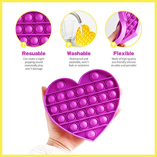Aothing Pop Pop Fidget Toys, 2 Pack Stress Relief Silicone Bubble Squeeze Sensory Toys, Autism Special Needs Push Pop Puzzle Game Toy with Alphabets - Thumbnail 2