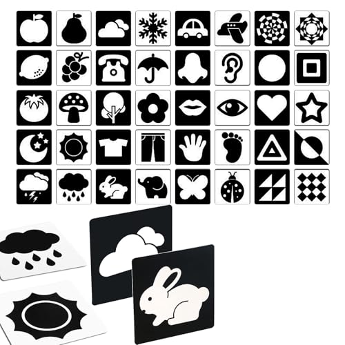 BEROZA 20 Pcs Visual Stimulus Cards, High Contrast Visual Cards, Black and White, Visual Stimulation Cards, Gift