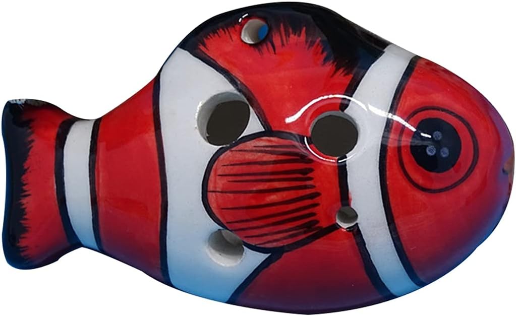 Beginner to Learn 4-Hole Tweeter Ceramic Small Ocarina, Creative Cartoon Marine Animal-Shaped Entertainment Wind Instruments, Unique Gift (Color : Tropical Fish, Size : Treble)