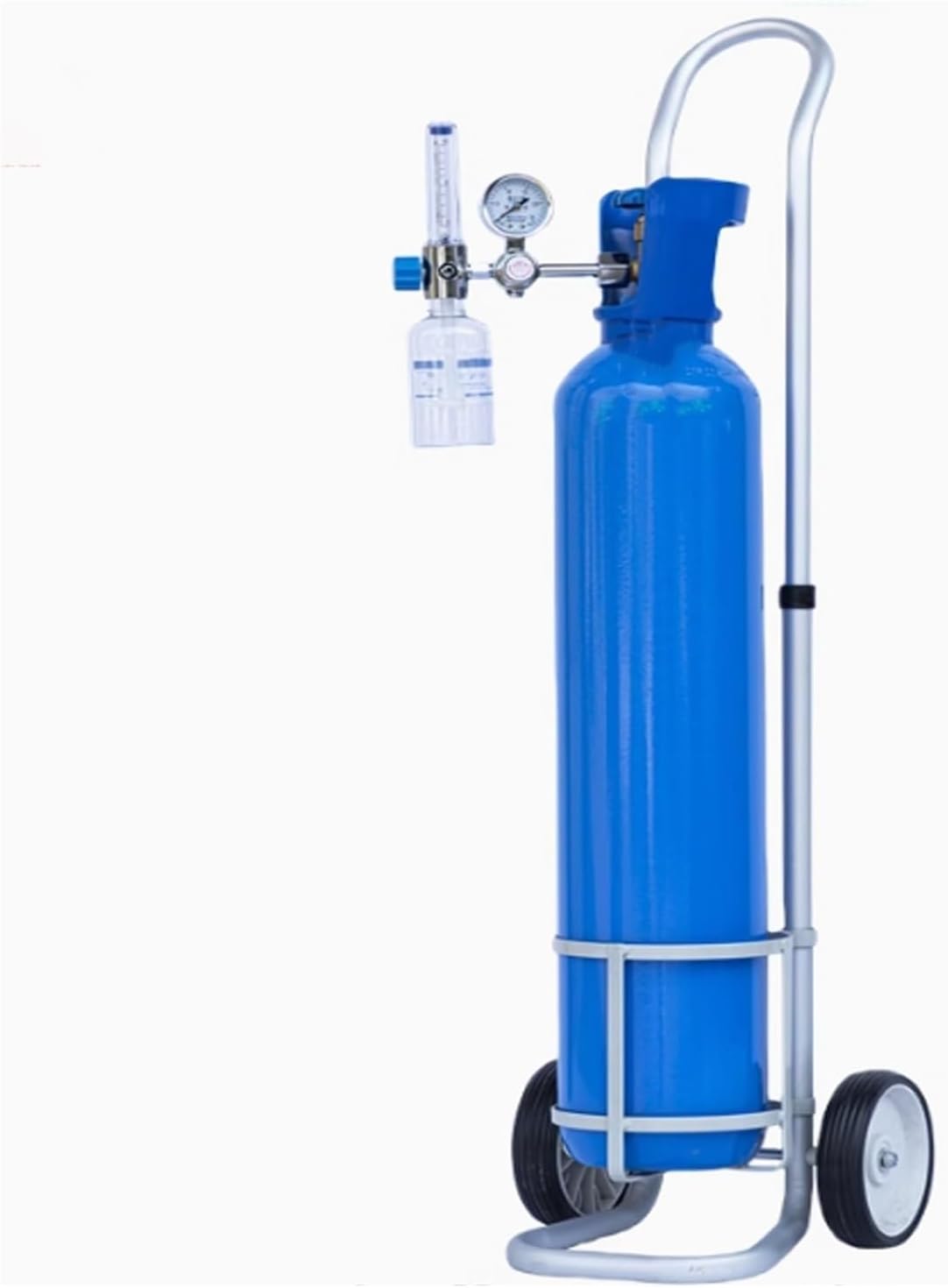 Adjustable Aluminum Alloy Cylinder Rack Dolly for Hospitals, Workshops & Labs - Rolling Gas Cylinder Storage with Caster Wheels（with Wheels-Diameter 4.9 in）
