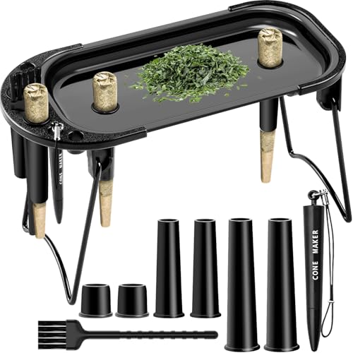 SafeDelux Metal Rolling Tray with Cone Loader, Cone Filler Roller, Rolling Machine & Tray...