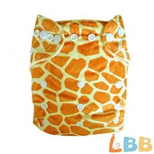 LBB One Size Reusable Pocket Cloth Diapers for Baby Girls and Boys, Giraffe
