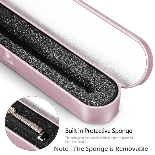 Image of STORE 2508 4 Empty Hinged Metal Pen Boxes Removable Sponge, Rose Gold