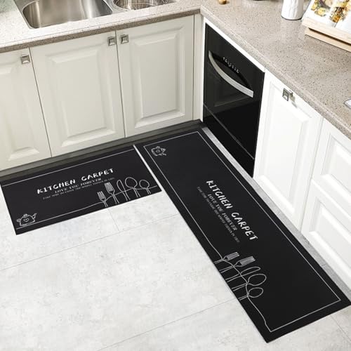 LHHMZ Alfombras y Tapetes de Cocina de 2 Piezas, Tapetes Confortables, Juegos De Tapetes Antideslizantes para Cocina, Comedor Y Entrada, 40x60cm + 40x120cm