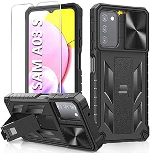 for Samsung Galaxy A03s Protective Case: Military Grade Drop Proof Full Protection Mobile Phone Cover with Kickstand | Rugged Shockproof TPU Matte Textured Tough Bumper Shell