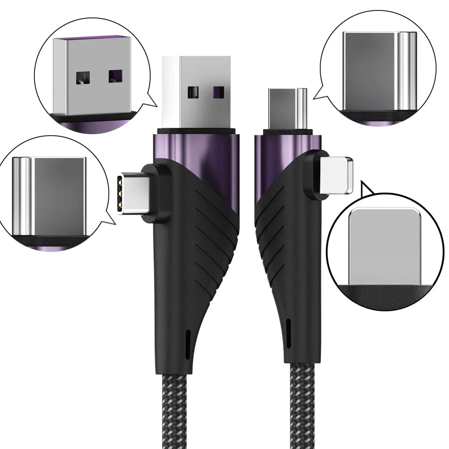 Miniatura 2 de iAXBi Cable de carga múltiple paquete de 2 4 pies  66 pies cargador rápido de 65 W USB a USB C cable a tipo C compatible con iPhone Pro