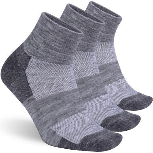 Image of 90% Merino Wool Athletic Breathable Low Cut Socks for Men 3 Pairs | Running Cycling Tennis Hiking Ultra-Light Thin Ankle No Show Moisture Wicking Support Breathable Cushioned for Men & Women