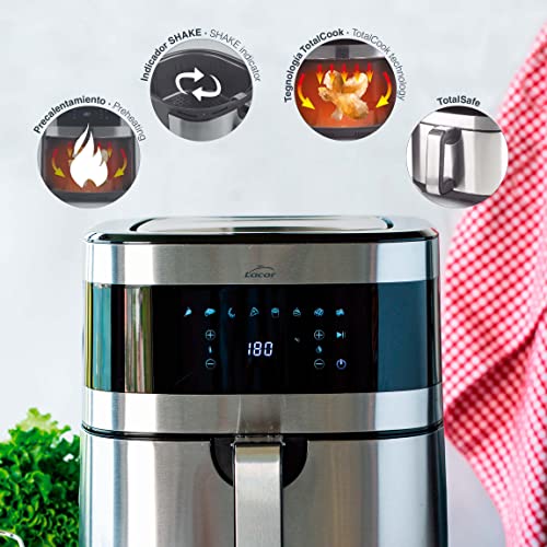 Lacor - 69511 - Ecofry Ölfreie Fritteuse, Heißluftfritteuse mit TotalCook-Technologie, Heißluftfritteuse mit exklusivem Rezeptbuch in 3 Sprachen, Touchscreen, 8 Programme, 1500 W, Kapazität 5.5L – Bild 5