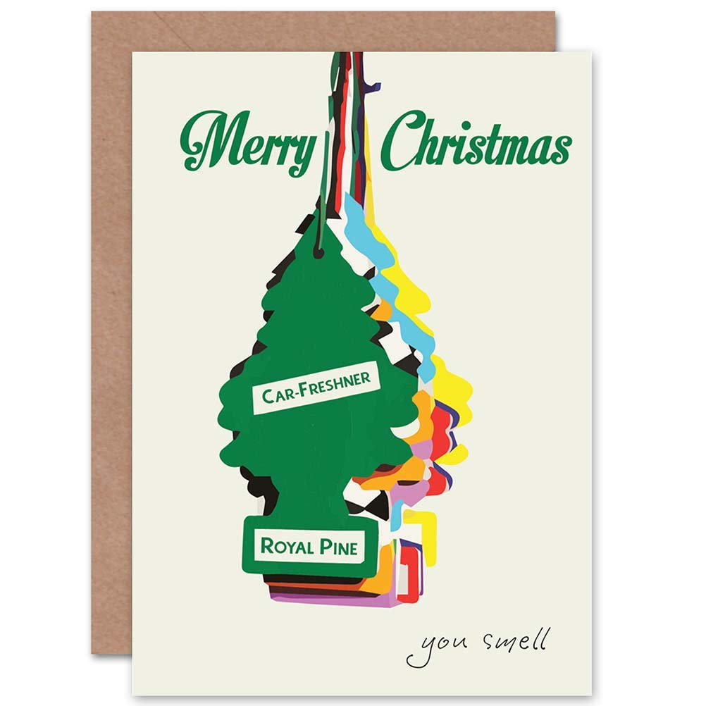Wee Blue Coo CARD MERRY CHRISTMAS XMAS AIR FRSH TREE SMELL FUN GIFT