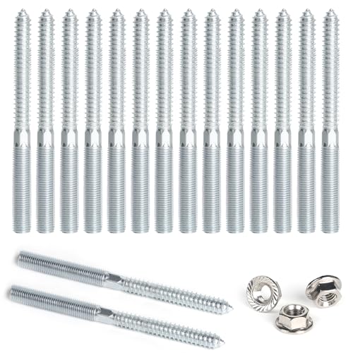 DBREAKS Viti prigioniere Torx, 15 viti a doppio testa M10 x 120 mm, vite filettate, doppia filettatura zincata per mobili