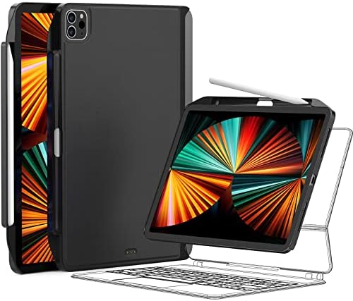 SwitchEasy CoverBuddy 2021-2022 iPad Pro 12.9" (5th-6th Gen) Magnetic Case with Pencil Holder, Compatible with Magic Keyboard [Support Apple Pencil Charging] (Keyboard Not Included) (Leather Black)