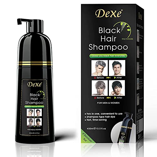 Amzfly Instant Black Botanical Hair Shampoo - Gentle Ammonia-Free Unisex Formula 3-in-1 for 100% White Coverage Lasts 30 Days (Black)