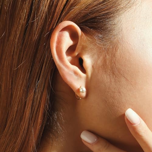 Image of CHIC & ARTSY 925 Sterling Silver Half Hoop Earrings for Women, Small Huggie Hoops Set with Ball Bar Star Moon Cross & Pearl, Lightweight Comfort Fit Everyday & Sleep Earrings