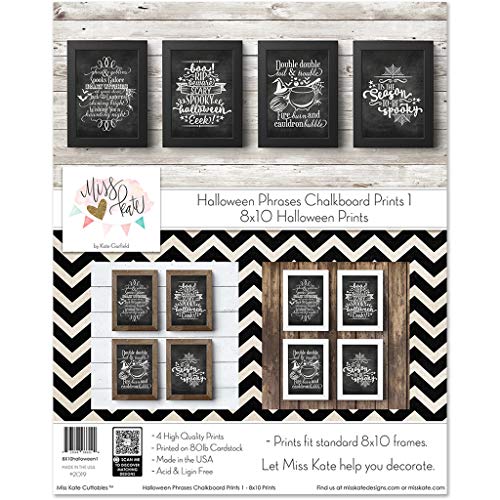 Miss Kate Cuttables 8x10 Prints - Halloween Phrases Chalkboard Prints 1 - Decoration Art for Frames | Set of 4 Wall Prints Posters (Unframed)