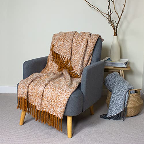 Manta throw Weaver Espiga de acrílico gold de 130x180 cm para sofá 3