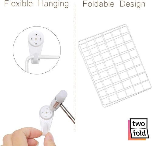 Miniatura 5 de Panel de rejilla de pared de alambre para exhibición de fotos, marcos de fotos de hierro blanco para colgar decoración de pared, organizador